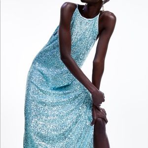 SEQUIN HALTER DRESS